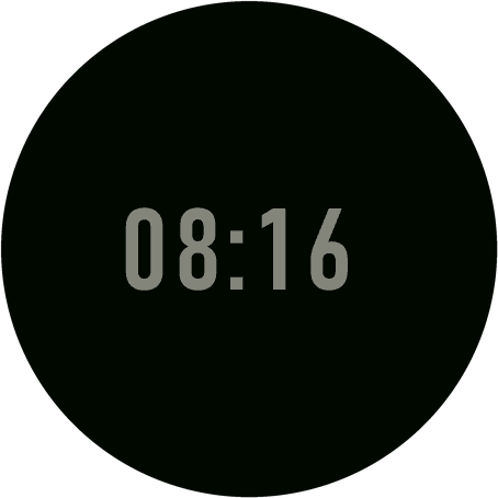 Recon in always-on mode showing only a dim time